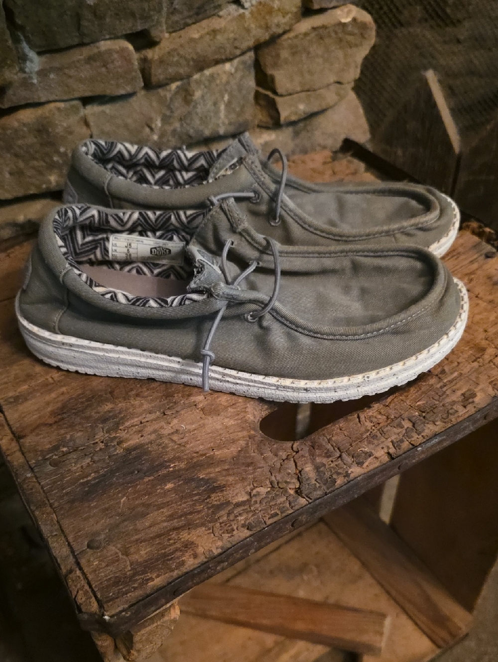 Hey Dude Grey Canvas Kids Slip-On Sneakers